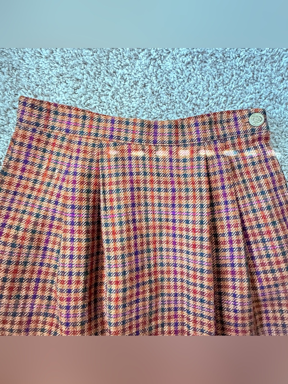 Lucia Petites Plaid Wool Linen Silk Blend Vintage Skirt Suit Sz 4/6P Made in U - Picture 5 of 8